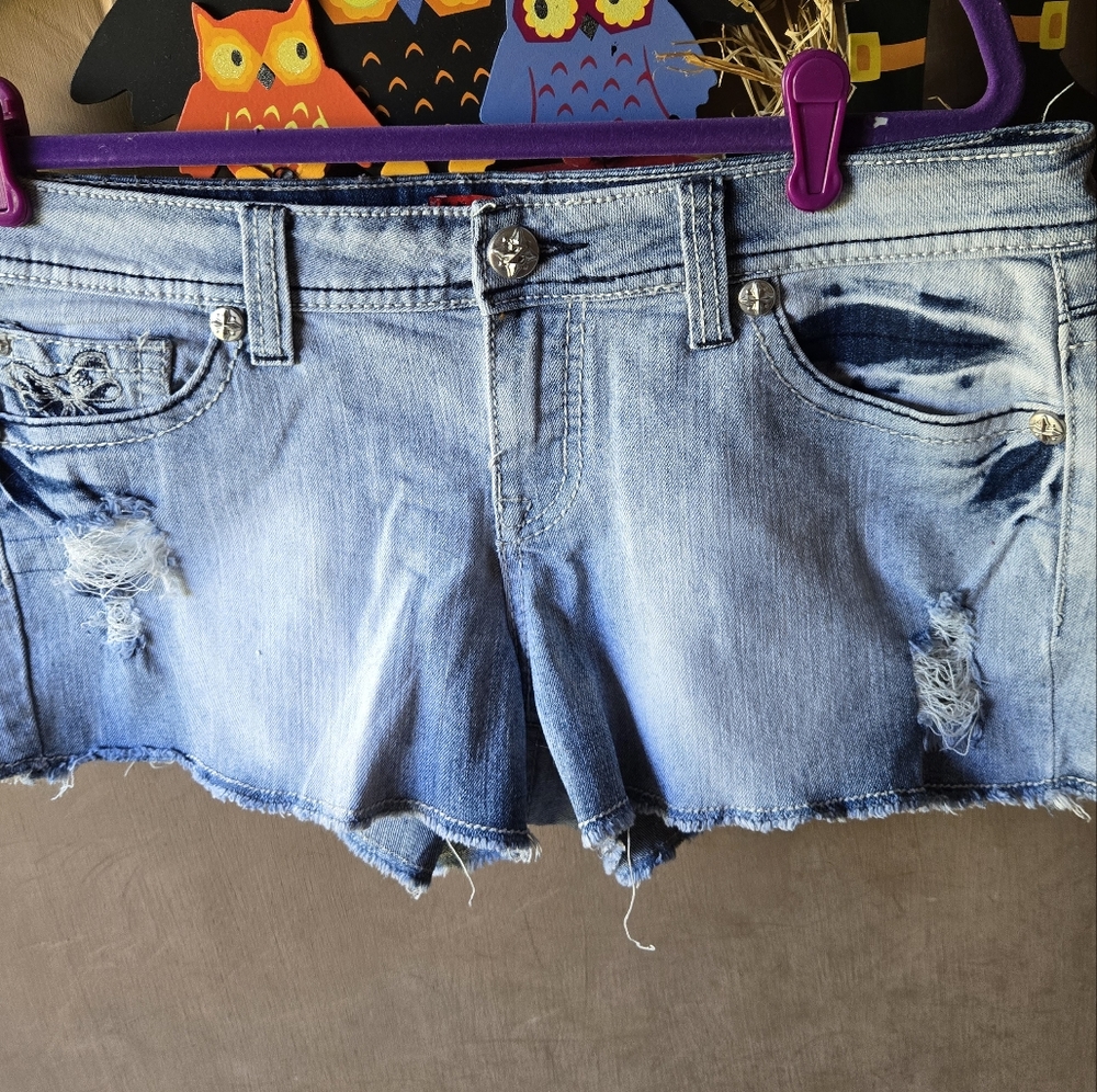 Zanadi Light Blue Distressed Jean Shorts
